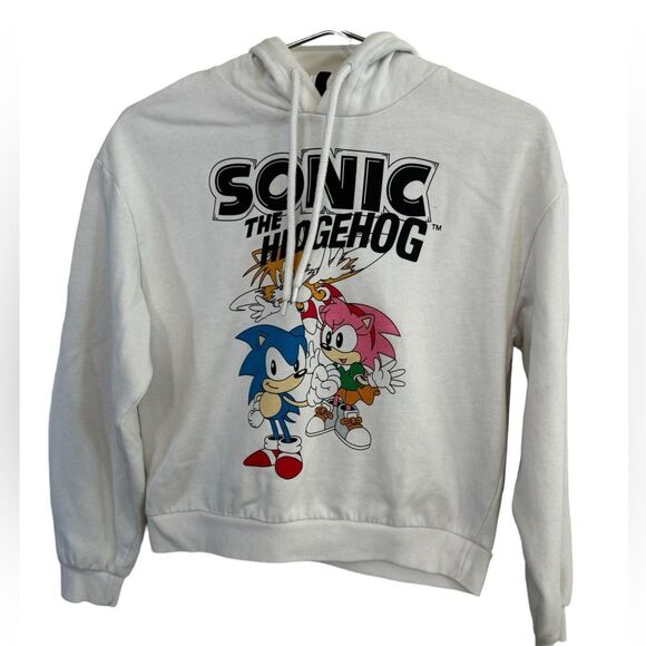 H&M Tops - Retro Sonic The Hedgehog H&M White Women’s S Hoodie MINTY